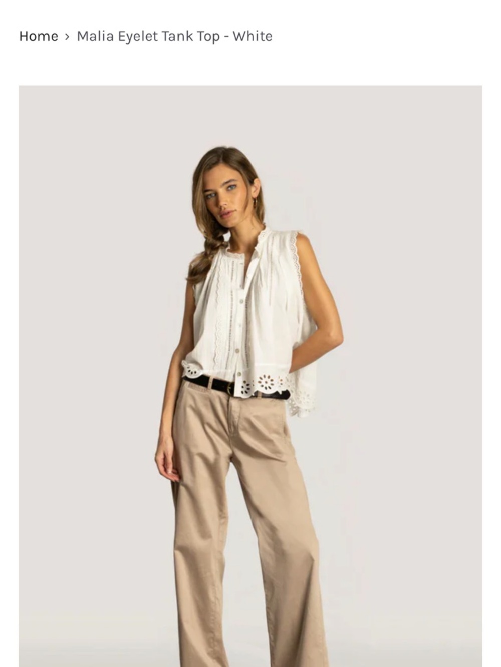 Dylan LosAngeles Malia Eyelet Sleeveless Button Top - White